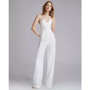 Black Halo White Strapless Jumpsuit